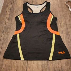 Women's FILA tank top/sports bra.  Size Large.  Black and Orange.